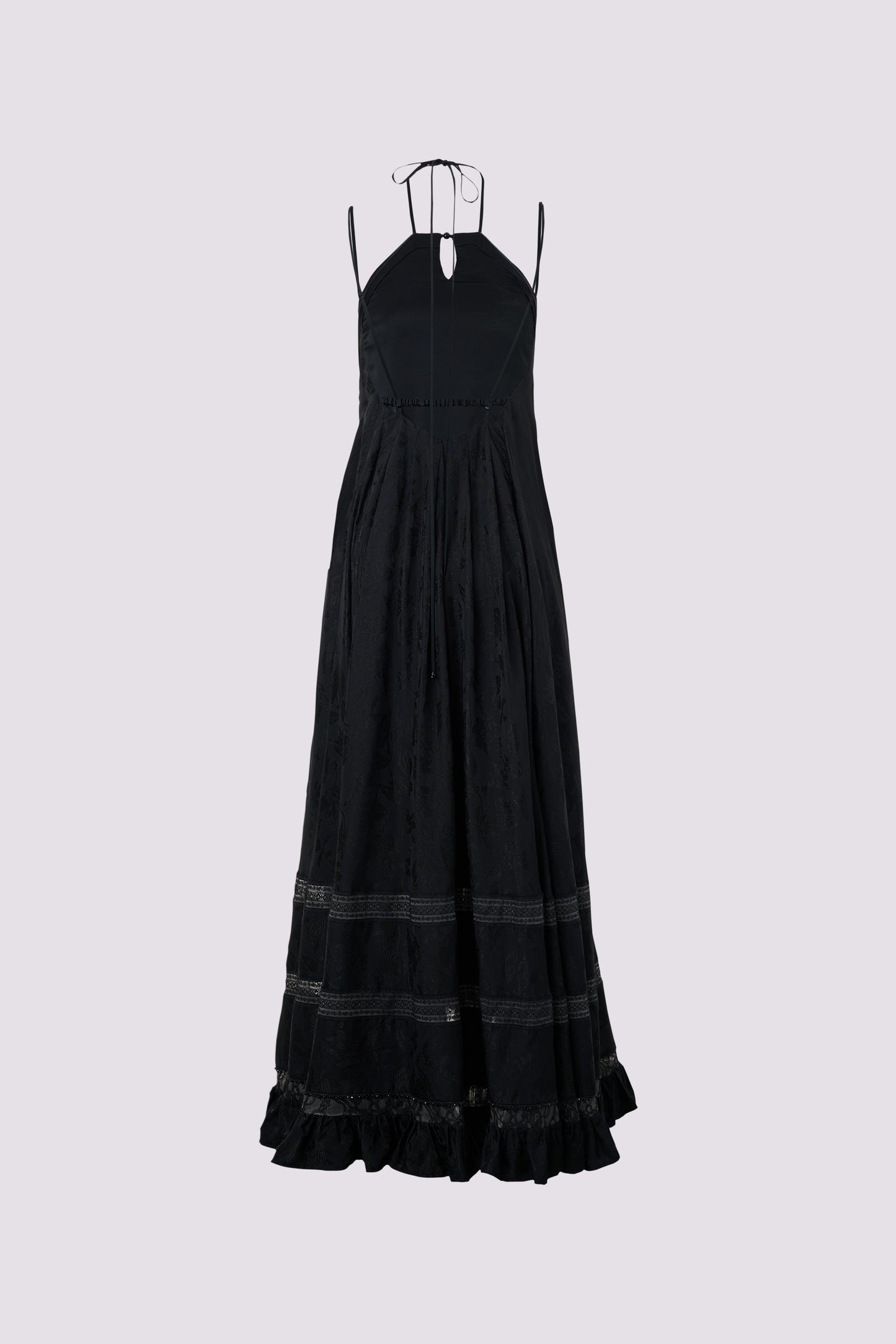 Schwarzes Jacquard-Neckholderkleid