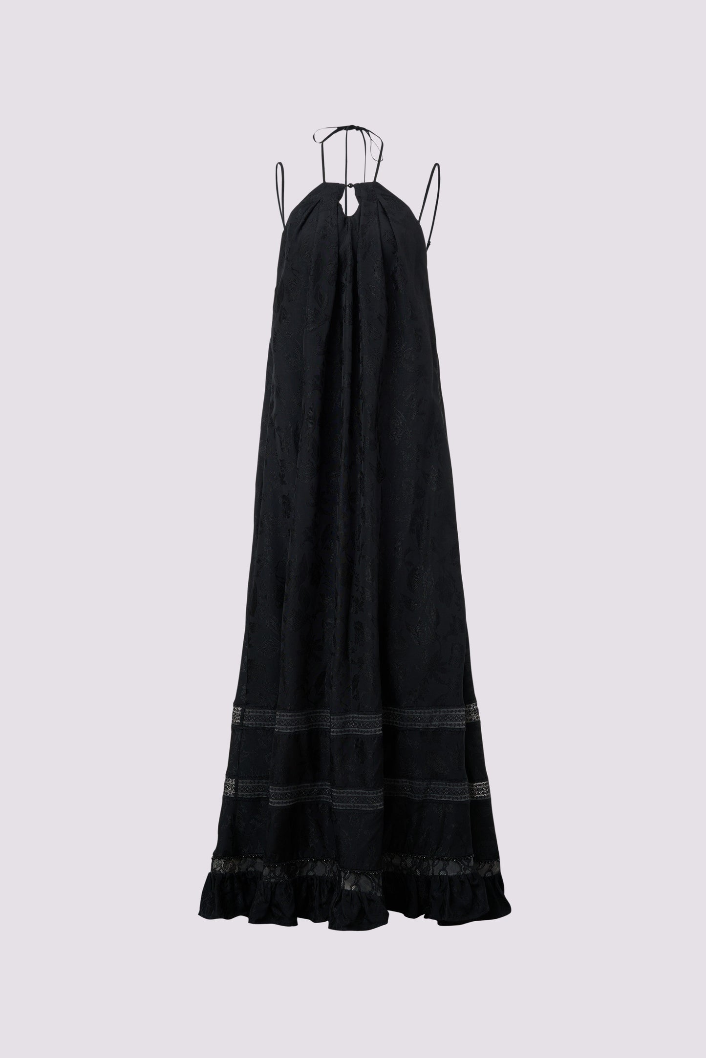 Schwarzes Jacquard-Neckholderkleid