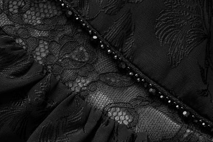 Schwarzes Jacquard-Neckholderkleid