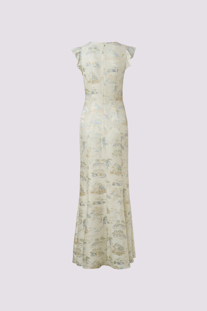 Robe en soie de mûrier à taille froncée