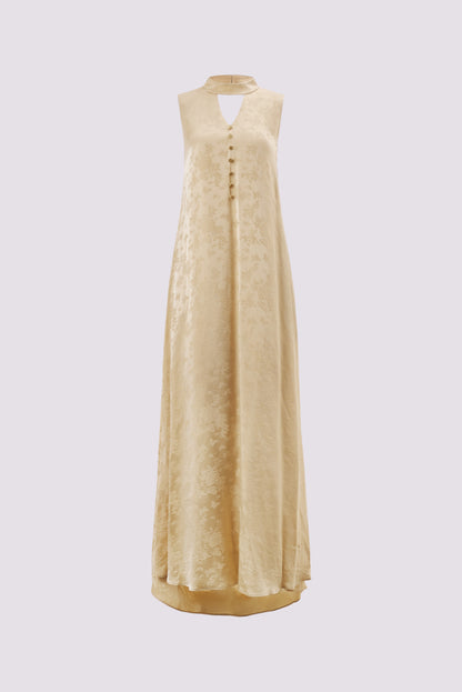 Robe abricot en soie de mûrier