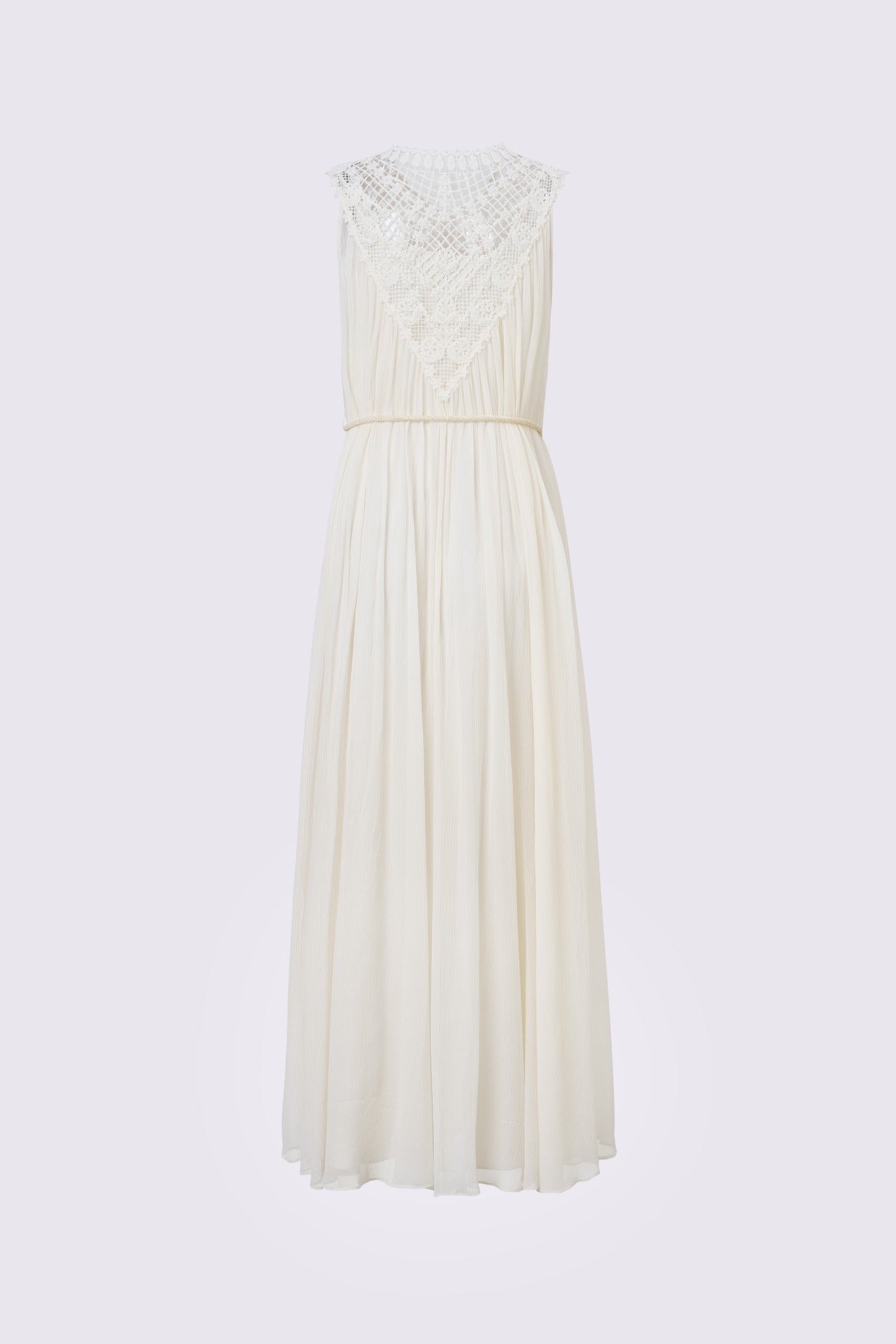 Maulbeerseidenkleid mit besticktem Kragen