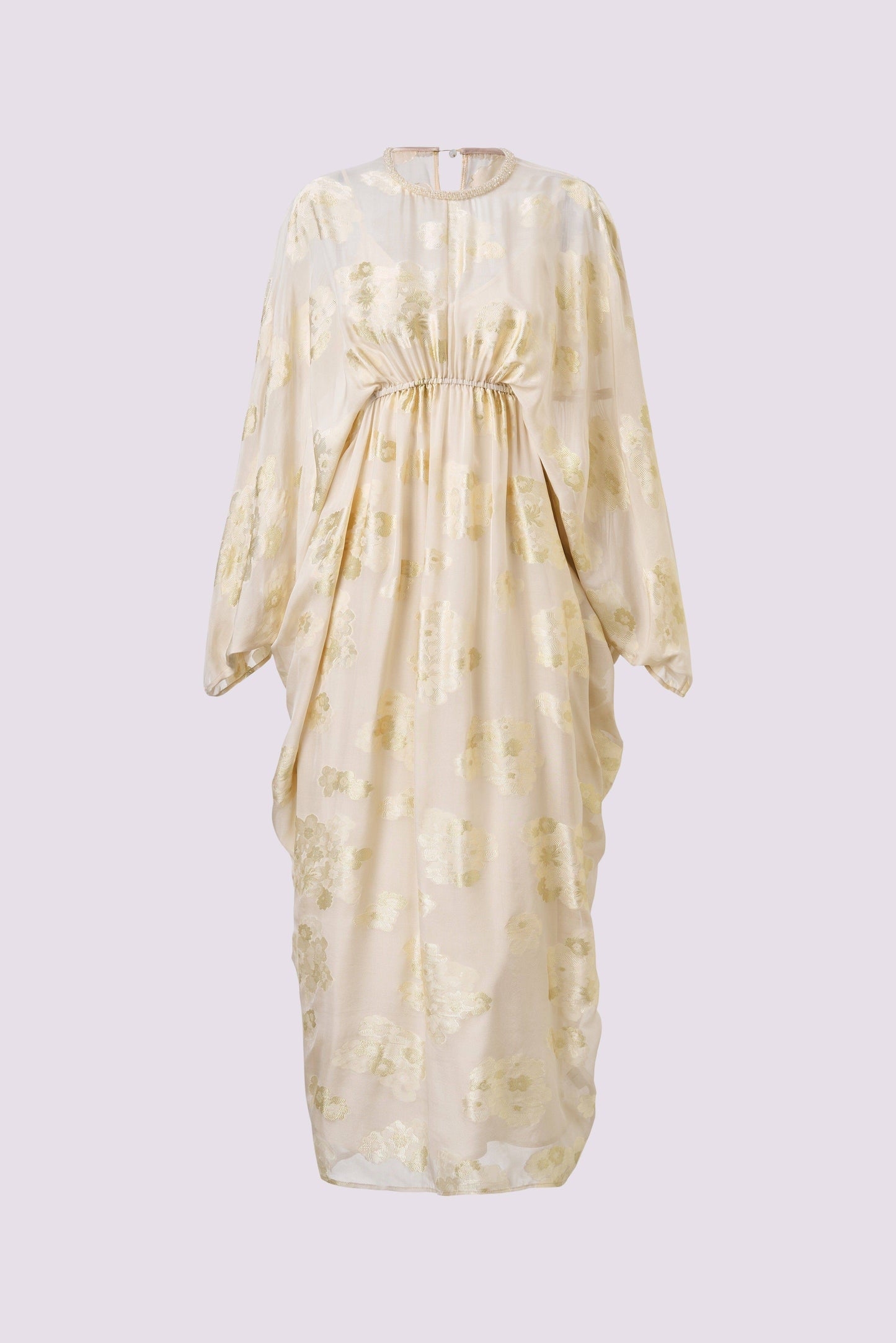 Helles champagnerfarbenes Jacquard-Kleid