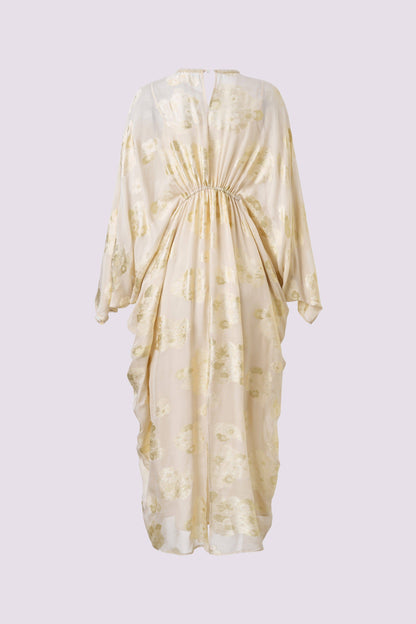 Helles champagnerfarbenes Jacquard-Kleid