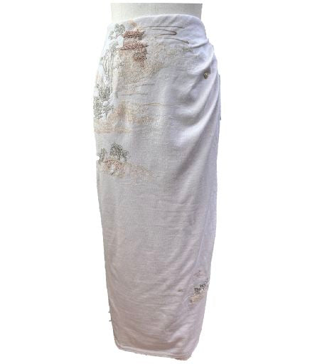 Landscape Embroidered Wool Half Skirt