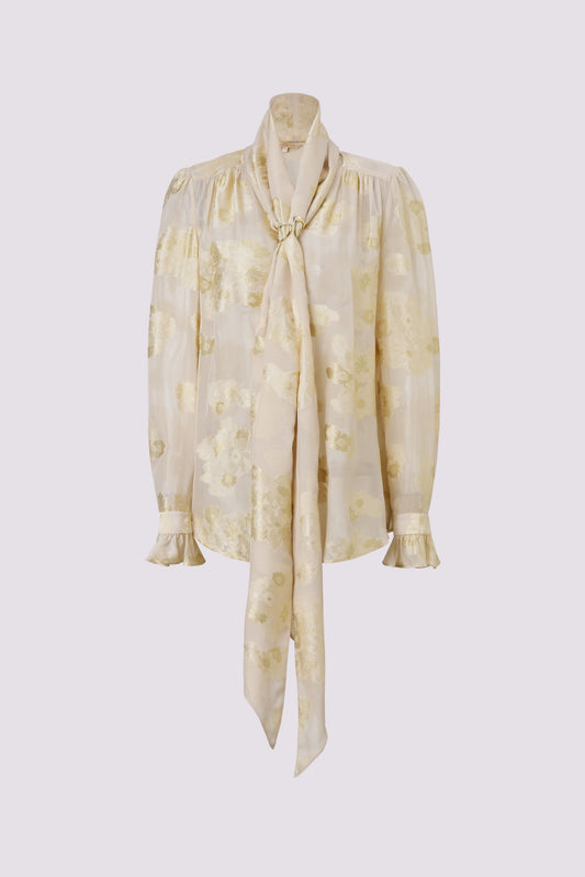 Jacquard top made of mulberry silk