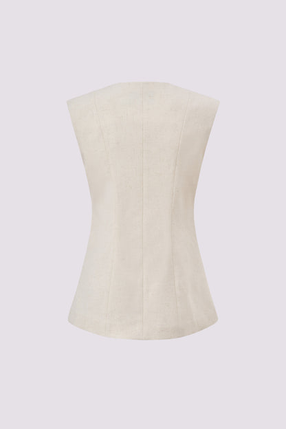 Gilet brodé en lin